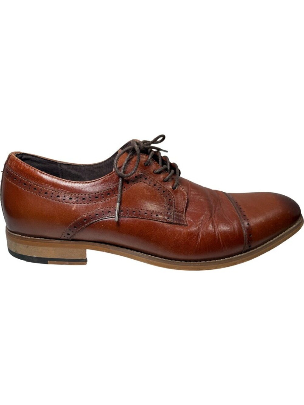 Stacy Adams Dickinson Cap Toe Oxford Dress Shoes Cognac Mens Size 14M 25066-221 - Picture 13 of 16
